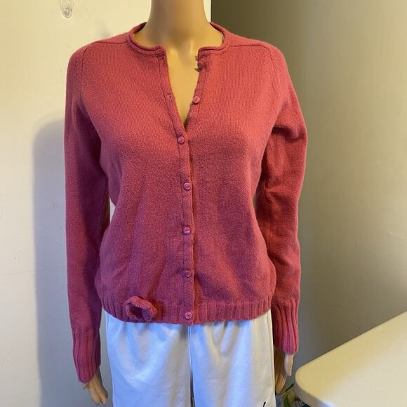 GAP Stretch Women S LongSleeve Cozy ButtonUp WoolBlend Knit Pink Cardigan Career - Picture 6 of 9